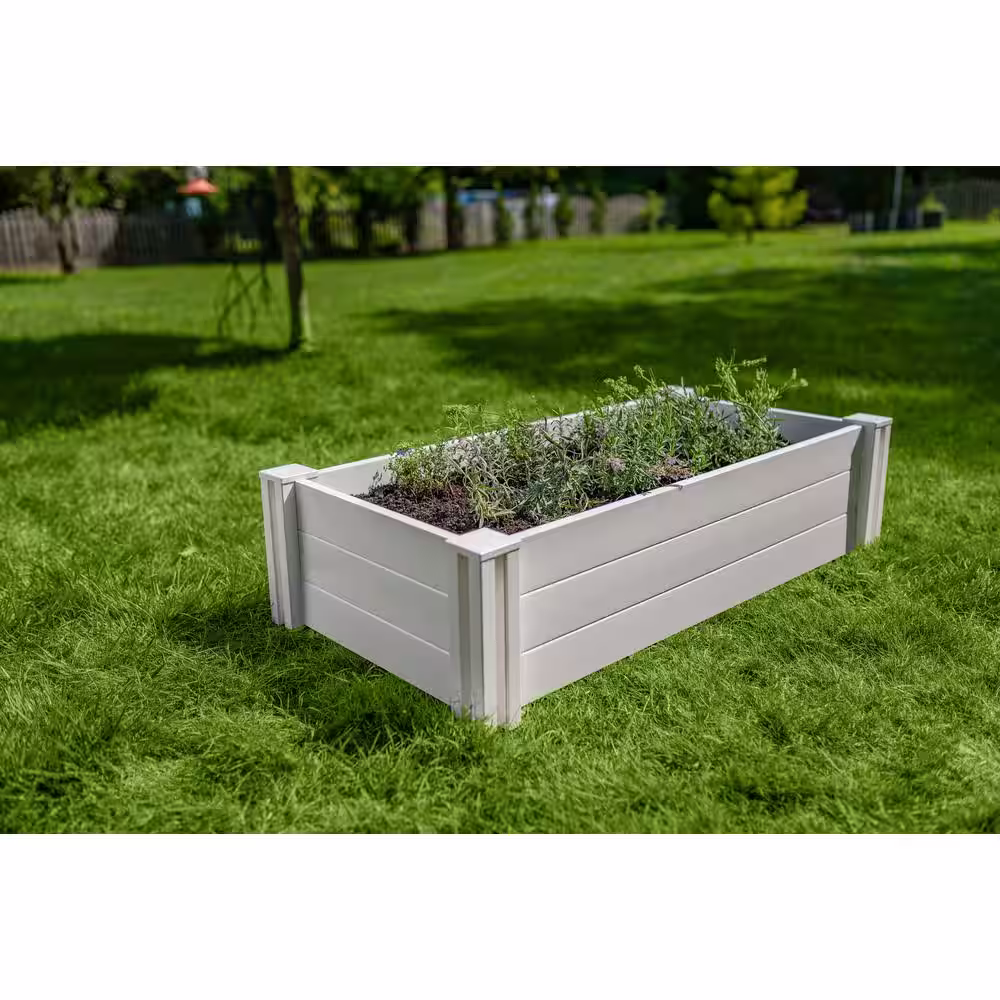 None Classic 48 in. x 24 i.n x 11 in. White, Vinyl, Garden Bed