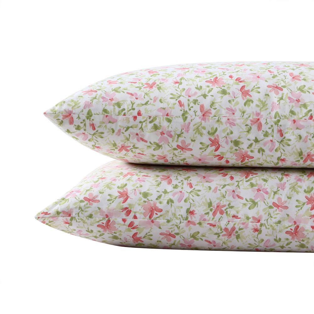 Laura Ashley Norella 2-Piece Pink Cotton Standard Pillowcases