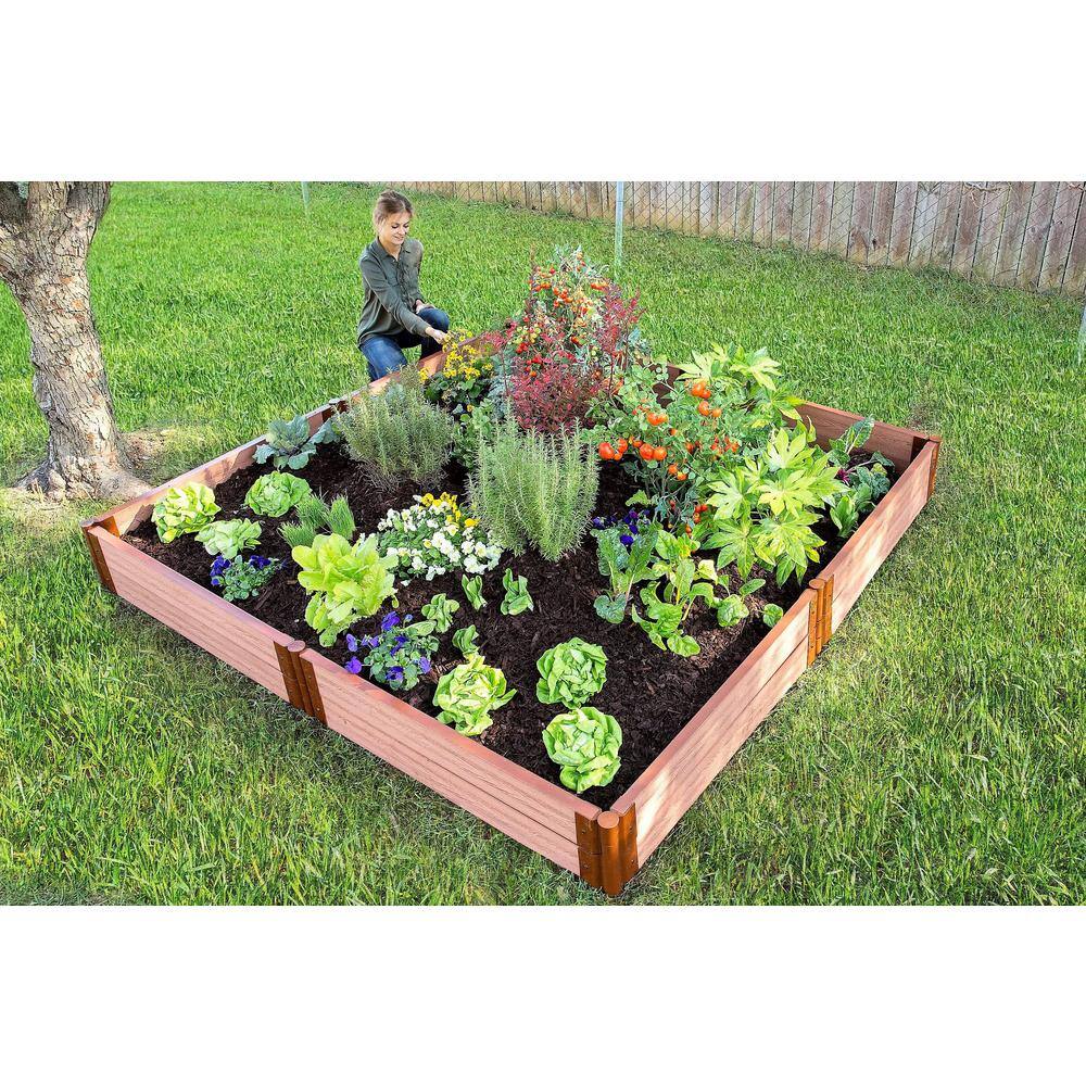 Frame It All Two Inch Series 8 ft. x 8 ft. x 11 in. Classic Sienna Composite Raised Garden Bed Kit